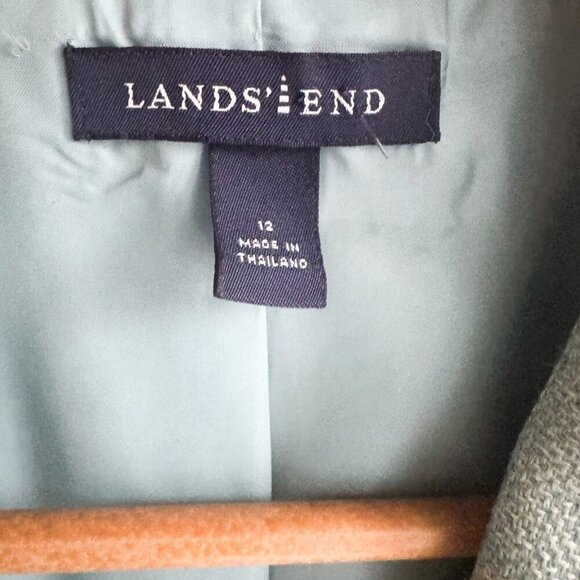 Land's End Blue Plaid Wool Silk Linen Blend Blazer 12 - Picture 5 of 7